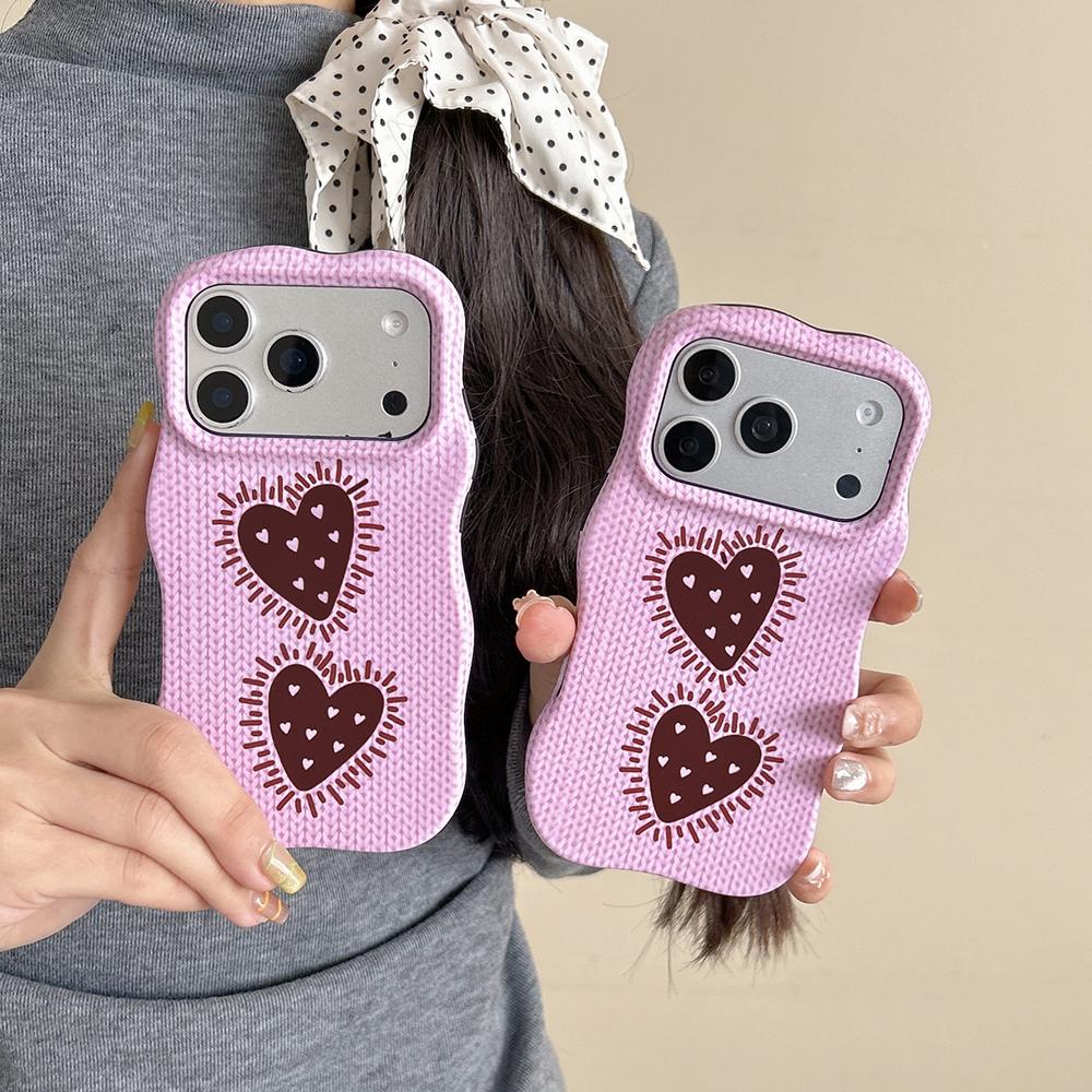 Wave Edge Cute Heart Lovely Love Shockproof Phone Case for iPhone 17promax 17 13 14 15 16 ProMax 17Pro Protector Anti-fall Cover