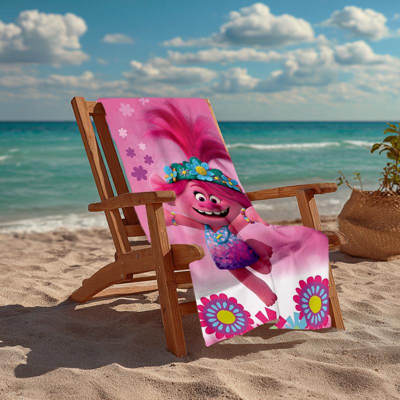 Ultra-Soft Beach Towel with Trolls Theme,Ideal for Pool - Camping, Diving - Perfect Travel Essential, Vibrant Beach Towel.