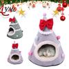 Warm Sleeping Bed for Cats Christmas Tree Cat Bed, Plush Cave with Removable Cushion, Non-slip Cute Pet Bottom, Cozy House Indoor Kittens Winter