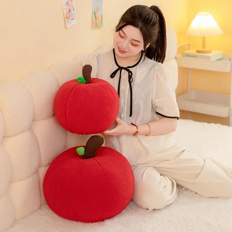 New Cuddly Steric Stuffed Red Apple Plush Toys Soft Chubby Lifelike Apple Throw Pillow Funny Photo Props Kawaii Home Decor