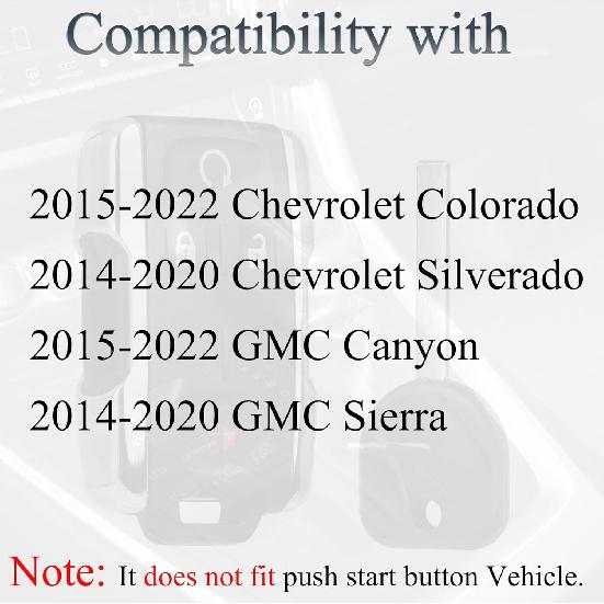 Key Fob Remote Replacement Fits for Chevy Silverado 1500 2500 3500 Colorado GMC Sierra Canyon 2014- FCC ID: M3N-32337100 with Uncut Chevrolet GMC