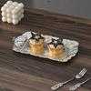 European-Style Rectangle Fruit Plate,Exquisitely Carved Stars Texture Metal Cake Tray,Dessert Living Room Snack Plate Decoration
