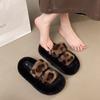 Thick-soled Mao Mao Drag Women's Shoes 2025 Autumn and Winter New Half-slippers Versatile Home Cotton Drag One-word Warm Cotton Slippers