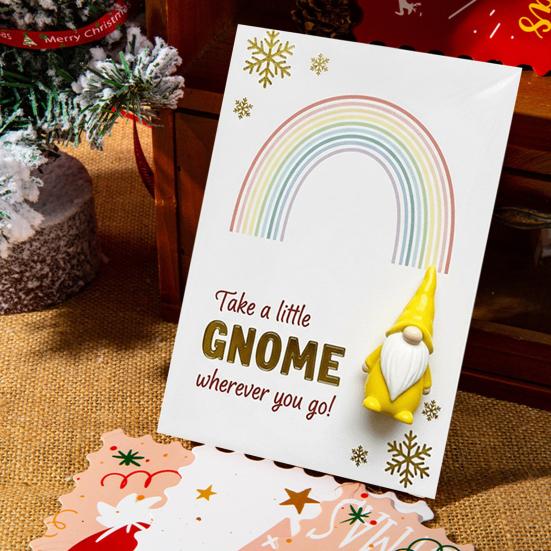 Małe Karty Przytulaskowe Gnoma Słodkie Mini Figurki Krasnoludków z Kartami Błogosławieństw Dodającymi Otuchy Pozytywne Prezenty dla Przyjaciół i Rodziny