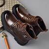 New Designer Genuine Leather Boots for Men Autumn Winter British Wool Motorcycle Boots Man Fashion Casual Platform Shoes Male