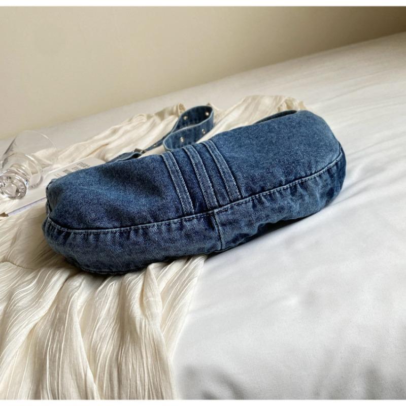 College Student Shoulder Bag Japanese Harajuku Denim Bag Girls Korean Versatile Crossbody Bag Women Shoulder Dumpling Bag