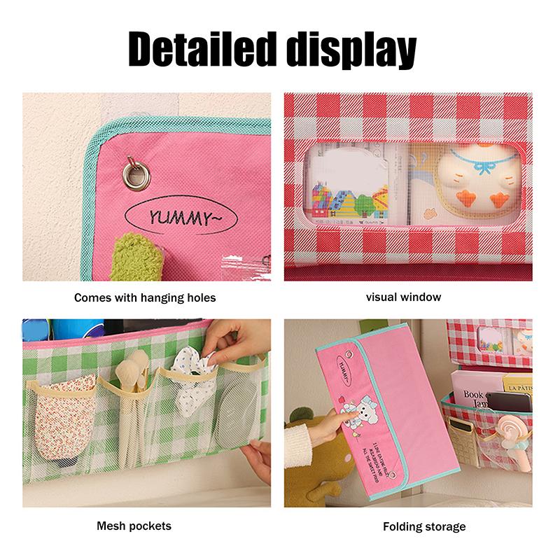 Nordisches Gitter Multifunktionaler Schlafzimmer Wandaufbewahrung Hängebeutel Organizer Nachttisch Tür Mehrschichtiger Hängeaufbewahrungskorb Stoff