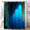 Underwater Ocean Diver Shower Curtain Blue Sea Life Bathroom Decor Backdrop Washroom Artistic Print Waterproof Home Textile