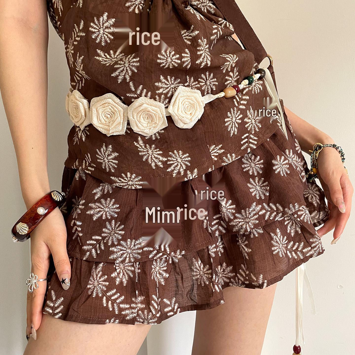 

Ретро Этнический Пояс на Талию с Розовыми Бусинами для Женщин - Элегантный, Стильный Аксессуар для Платьев грязно-белый