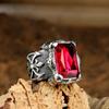 Huge Ruby Claw Ring Stainless Steel Jewelry Stone Man Oxe Ring