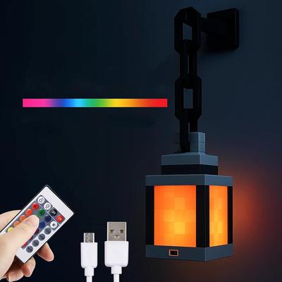 Verpixeltes Laternen-Nachtlicht 16-Farben LED Wand-Stimmungsleuchte mit Touch-Schalter & Fernbedienung Wiederaufladbares Montierbares Tischlicht für Raumdeko