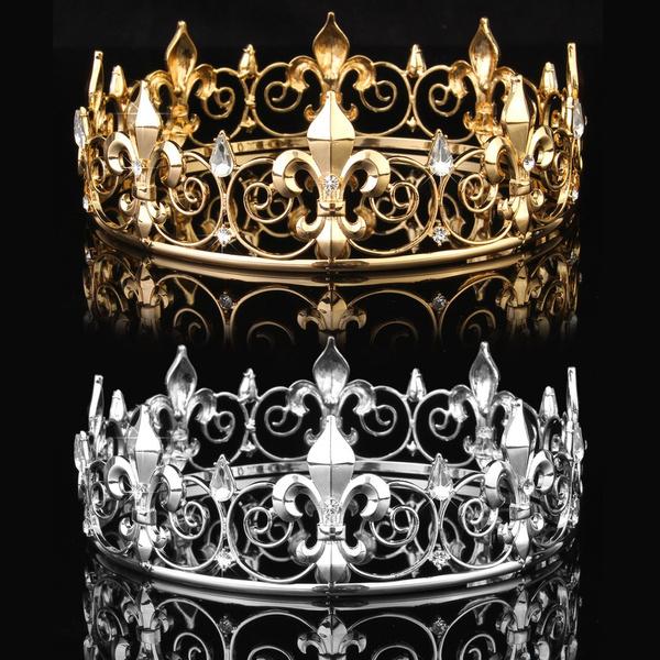 

Мужская императорская средневековая корона Fleur De Lis 5,5 см высотой 17 см диаметром
