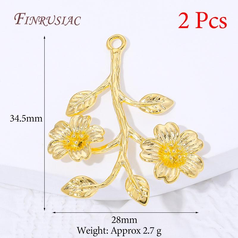 18K Gold Plated Brass Flower & Leaf Pendants For Jewelry,Charms For Earrings Making Accessories,DIY Jewelry Necklaces Findings
