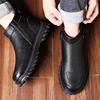 2025 Winter New Men's Cotton Shoes Thickened Anti slip High top Shoes Fashionable Leather Thick soled Cotton Shoes