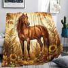 Flower border dinosaur horse Print Flannel Blanket High quality Comfortable for All Seasons Home Decor Warmth and Comfort Perfect for Christmas Gifts