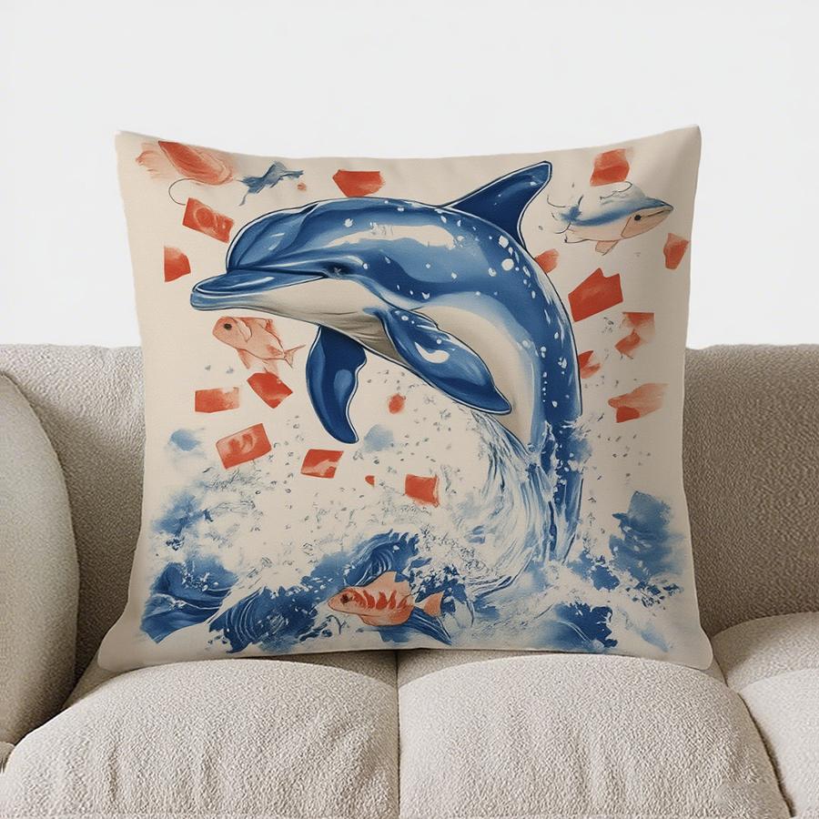 Home Decor Blue Marlin Fish Artistic Throw Pillow Cover Pattern Cushion Cover Suitable For Sofa Bedroom Car Pillow Cover