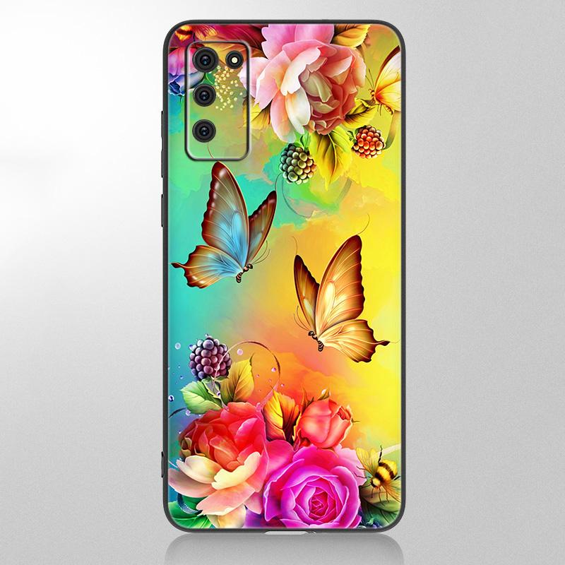 Husă frumoasă pentru telefon Fluture pentru Samsung Galaxy A12 A02S A22 A32 A52 A72 A71 A51 A41 A31 A21 A11 A50 A70 A10S A20S Husă neagră
