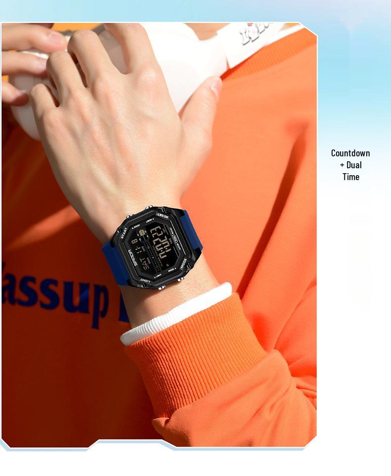 Sanda Men's Multifunctional Waterproof Electronic Watch with Luminous Display and Sports Stopwatch