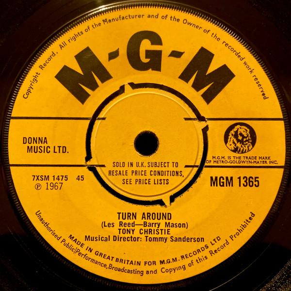 

7inch Record TONY CHRISTIE - Turn Around MGM1365 MGM Records 1967 UK Pop Used