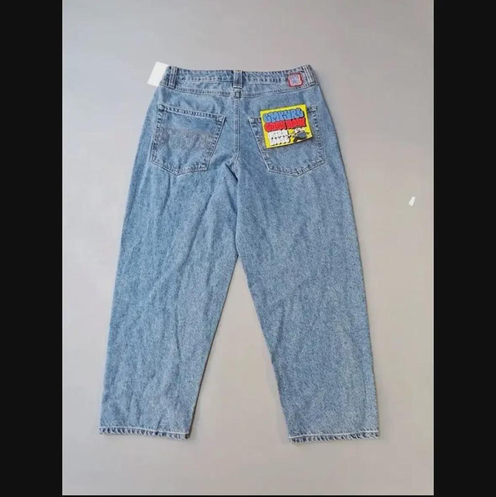 Men's Slim Fit Retro Hip-Hop Embroidered Straight Jeans - Trendy & Versatile Denim Trousers