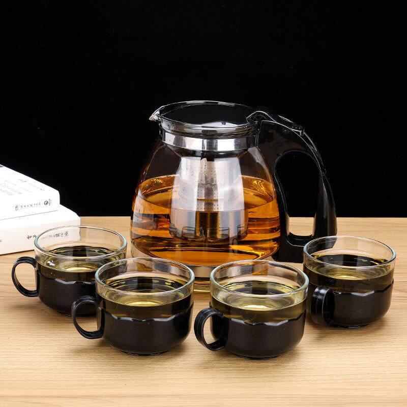 High-Temperature Resistant Tea Kettle with Thickened Glass, Stainless Steel Filter, and Large Capacity