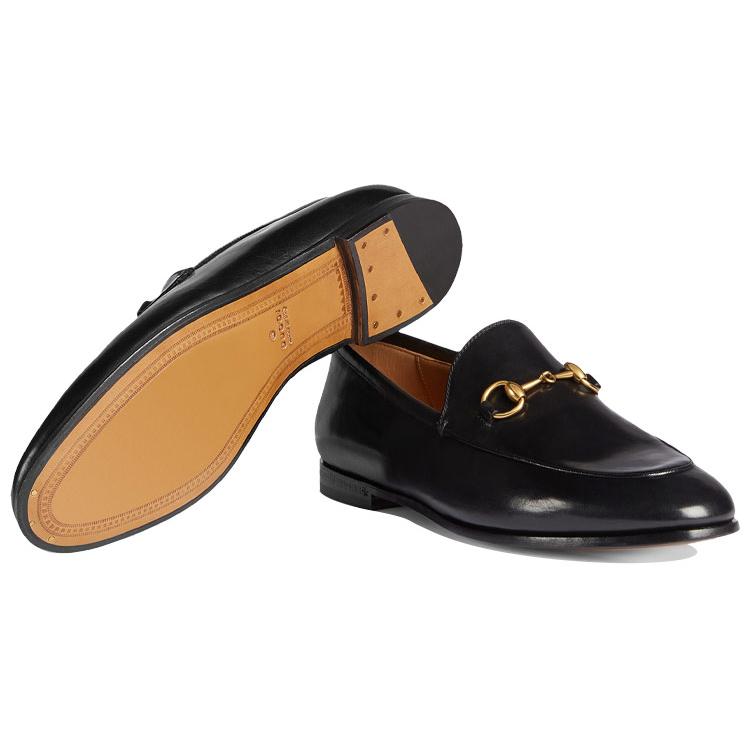 Gucci Jordaan Leather Horsebit Casual Shoes Women's Black (Unisex) Men's Casual Shoes 404069 BLM00 1000