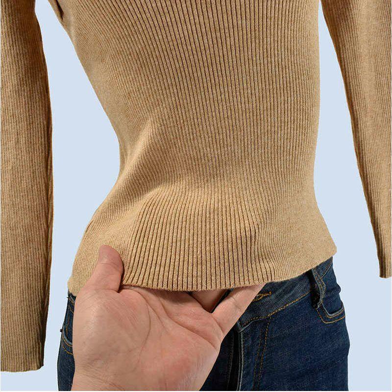 Stylish Long Sleeves Bottoming Shirt Women's Autumn New Arrival Western Style Inner Wear Soft Glutinous Silm Knitwear Sweater Pure Color