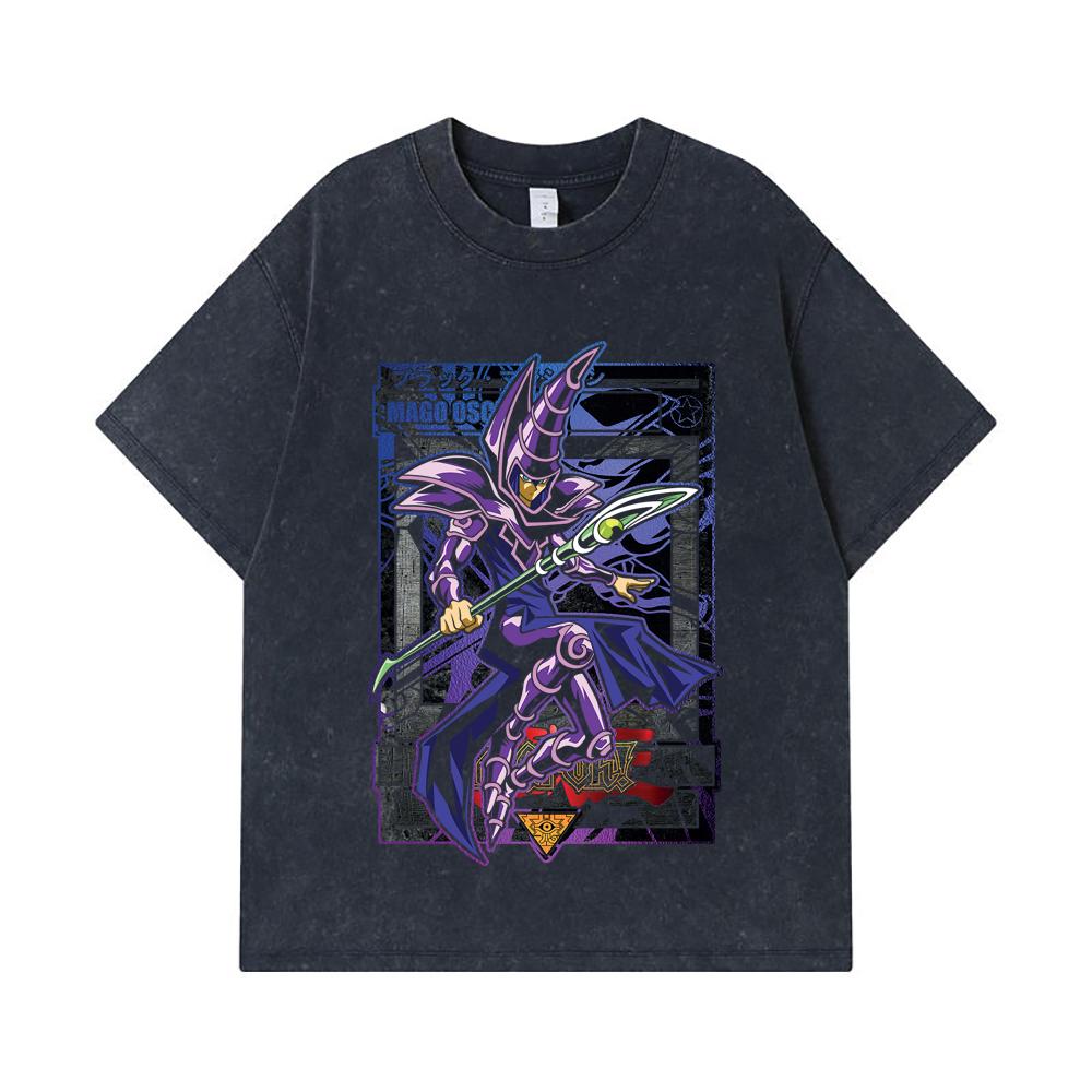 275 GSM Washed T-shirts 100% Cotton Yu-Gi-Oh V5 Mago Oscuro Print Unisex Heavy Cotton T Shirt