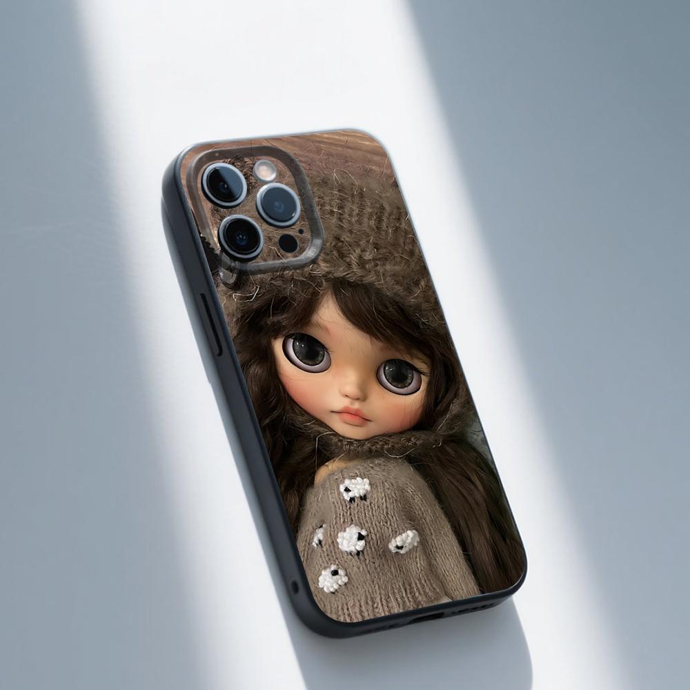 Cute B-Blythes Doll Phone Case For iPhone 16,15,14,13,12,11,Pro,Max,Plus,X,XS,XR,SE,8,7,Mini,Soft Silicone Black Case
