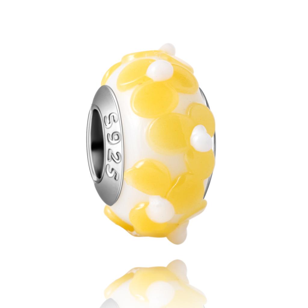 Murano Glass Collection Copper MultiColor Blue Bump Charm Fits Bracelets Women Exquisite Jewellery Accessories Gifts