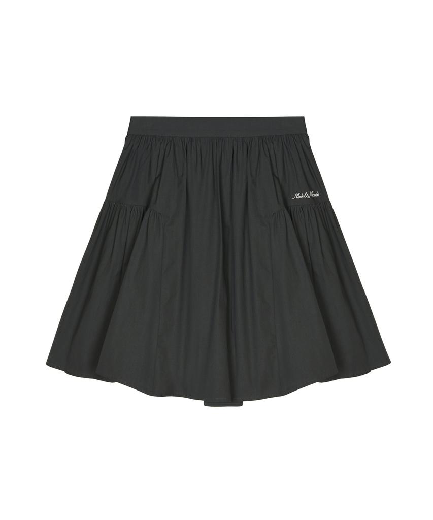 Nigaennikol Cotton Flare Midi Skirt_Charcoal