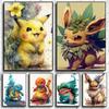 Watercolor Pokemon Decorative Paintings - Pikachu  Eevee Squirtle  Charmander  Bulbasaur Anime Art for Home Wall Decor