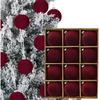 12pcs Christmas Tree Hanging Ball Decoration 2.4Inch Velvet Christmas Ornaments Balls Flocked Shatterproof Plastic Xmas Tree Ball for Party Holiday