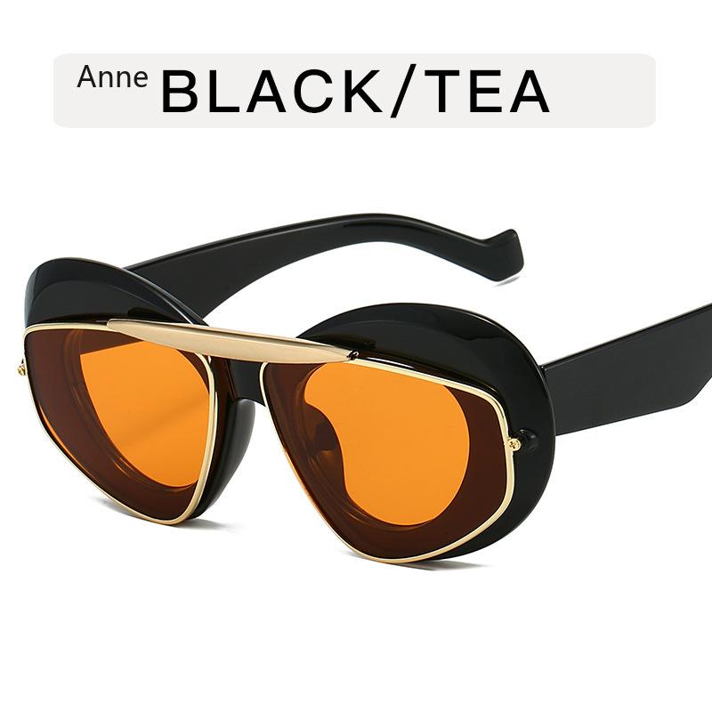 Y2K Oversized Cat Eye Women Fashion Sunglasses Retro Unique Lens Amber Shades UV400 Men Punk Sun Glasses óculos gafas de sol