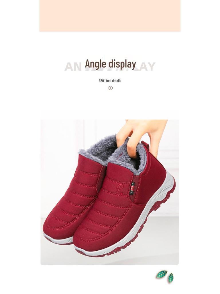 Men's Winter Cotton Snow Boots: Velvet-Lined, Thickened, Short Style for Couples & Elderly, Available in Plus Sizes