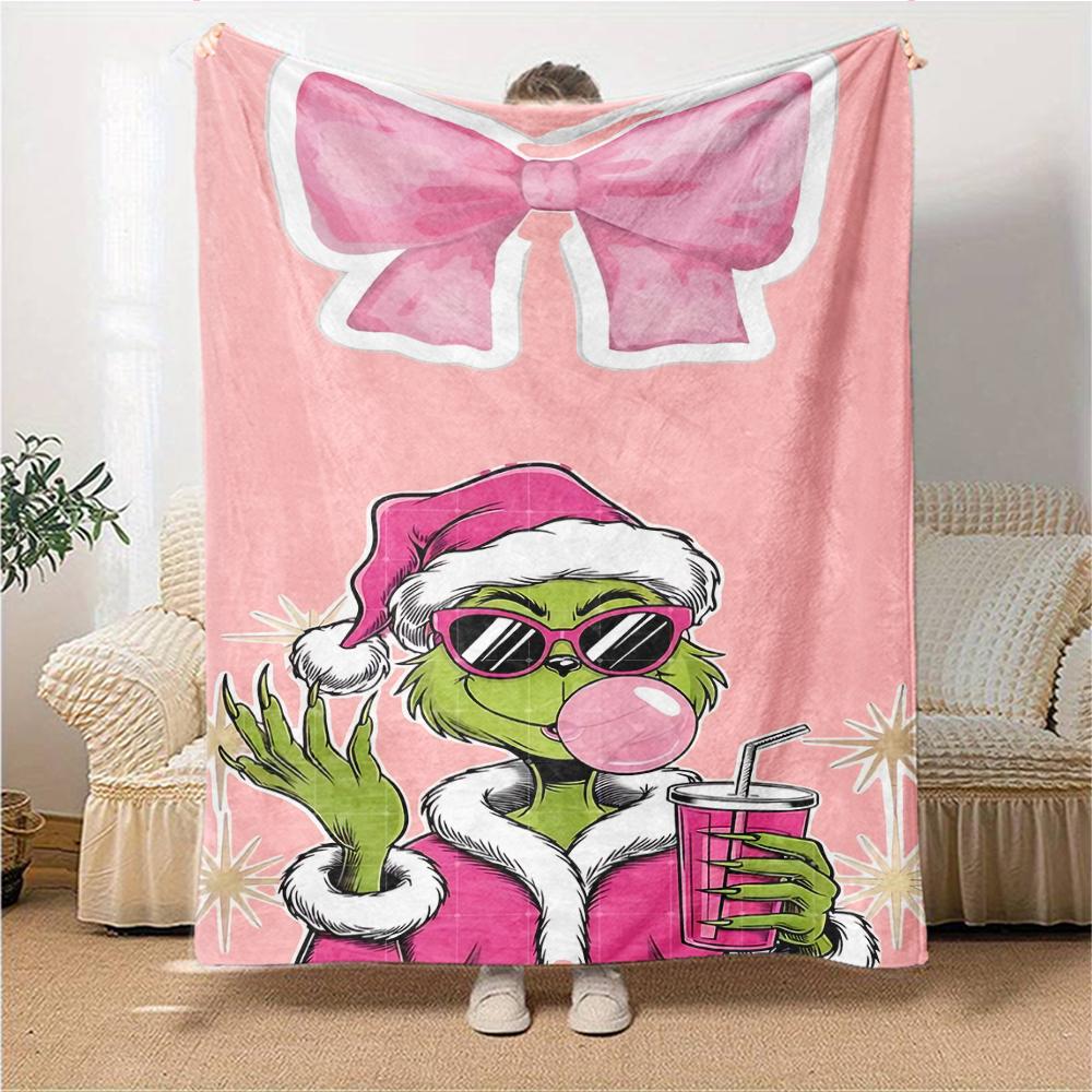 Couverture Célébration de Noël Grinch Couverture Douce pour Maison Chambre à Coucher Lit Canapé Voyage Bureau Couverture de Noël Unie