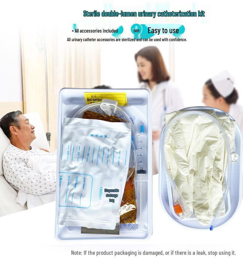 Shida Doppellumen-Silikon-Blasenkatheter-Set für ältere Männer & Frauen, Steril & Einweg