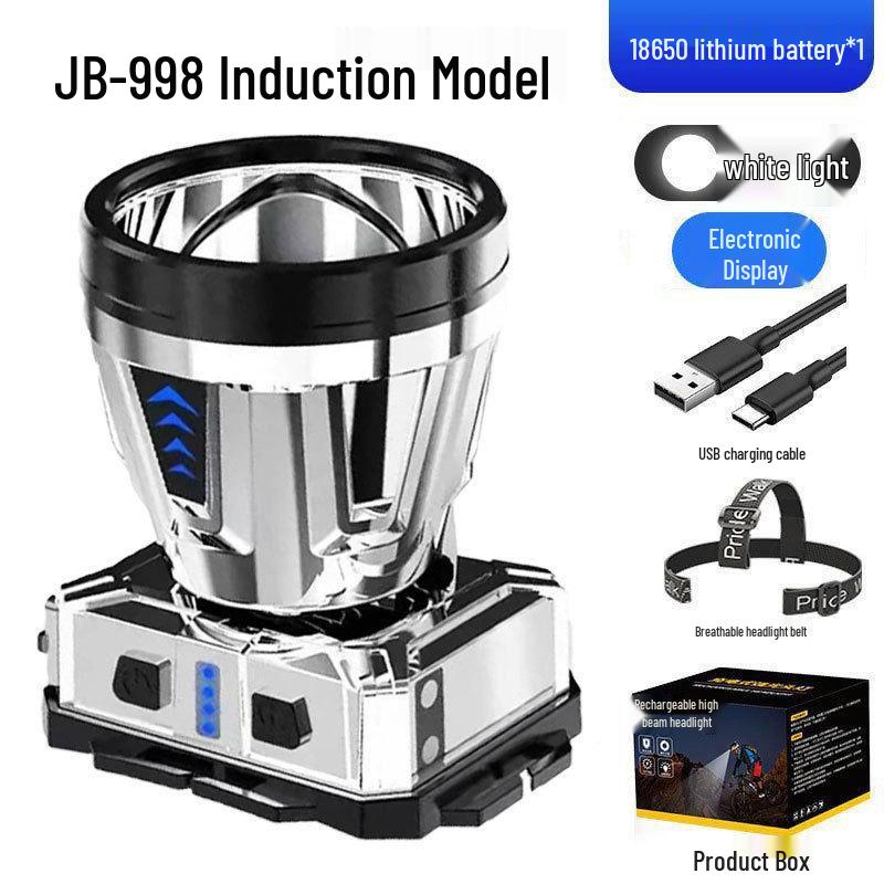 High-Brightness Waterproof Headlamp: Multifunctional, Long Battery Life, Electric Display—Ideal for Outdoor, Emergency, and Fishing Use