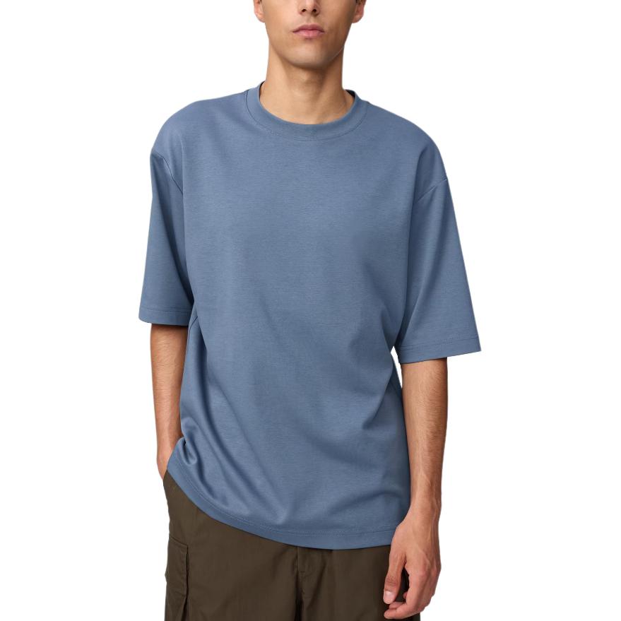UNIQLO Loose Solid Color Round Neck Pullover Five-Quarter Sleeve T-Shirt Men tops 482295-65