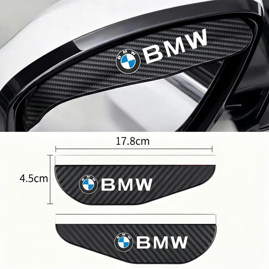 2Pcs Clear & Carbon Fiber Car Rearview Mirror Rain Eyebrow Sun Visor Anti Fog Waterproof Shield Universal Fit All BMW Series Aut EV2