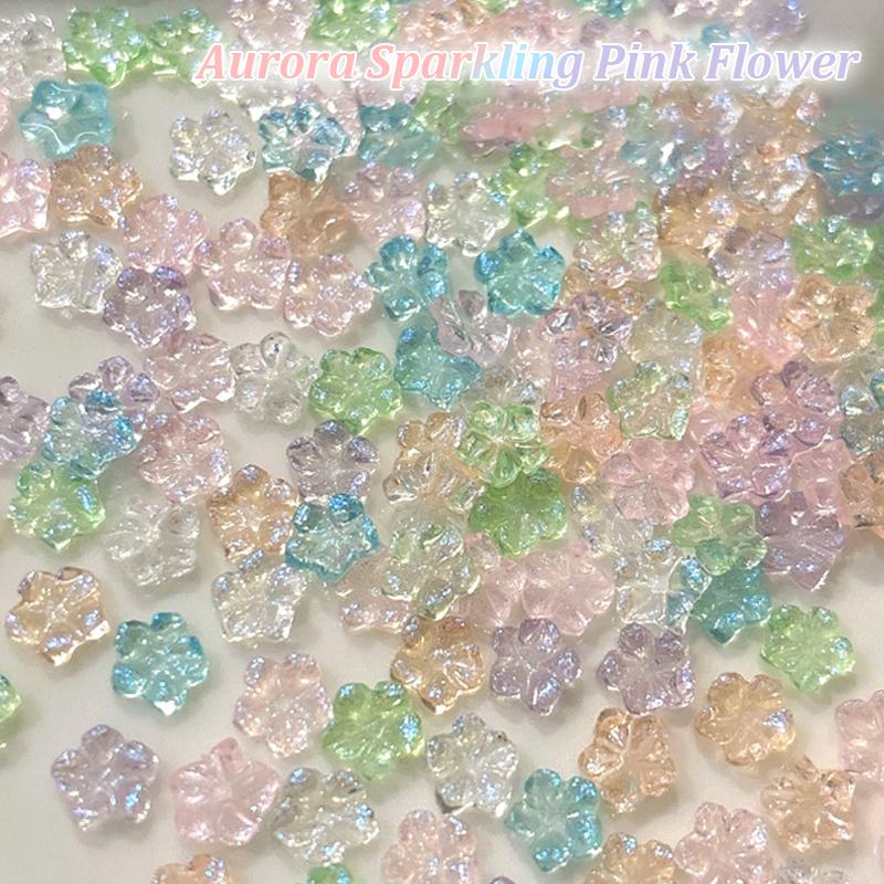 100Pcs/Pack Diy Nail Art Decor Icy Little Flower Nail Drills Five-Petal Flower Nail Art Jewelry Manicure Diamond Manicure Design