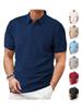 Men's Breathable Sweat Wicking Sweatshirt, Loose and Casual, Solid Color Jacquard Fabric, Men's Short Sleeved Polo Shirt