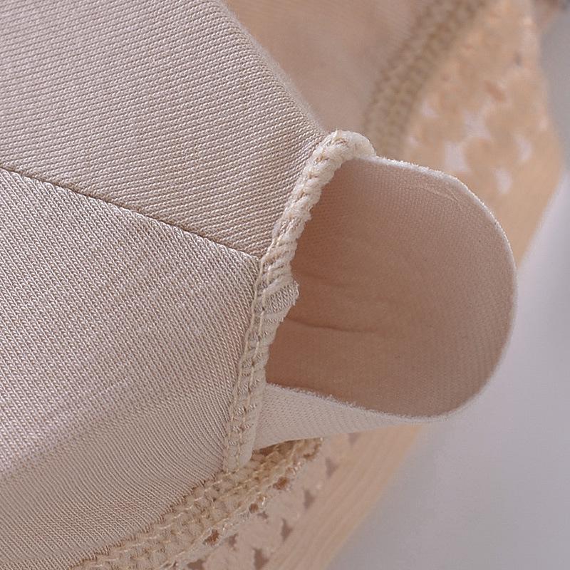 Lace French Triangle Cup Wirefree Bra for Big Busts - V-Neck, Thin Back, Smoothing Minimizer.