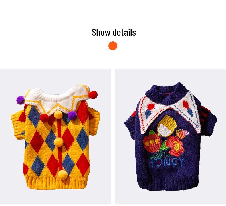 Autumn/Winter Warm Knitted Cat & Small Dog Sweater with Pompoms