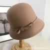 Women S Vintage Wool Bow Fisherman Hat Autumn Winter Elegant White