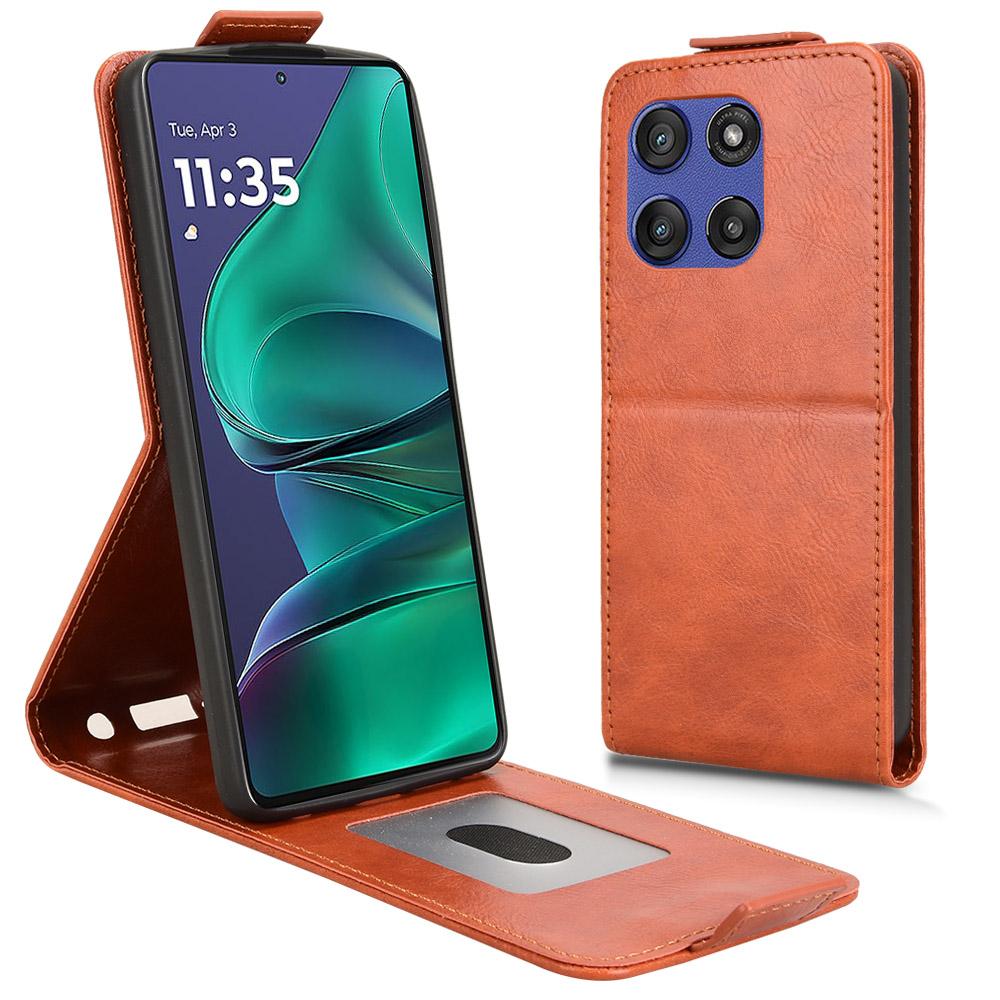 

For Motorola Moto G Stylus 5G (2025)/Edge 60 Stylus 5G Stand Case Magnetic Clasp Vertical Flip Leather Phone Cover with Card Holder Orange