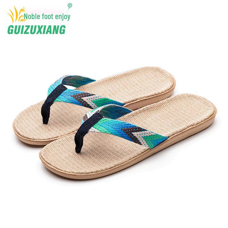 

Non-Slip Linen Flip-Flops: Cool Indoor Slippers for Couples 40-41 синий/зелёный