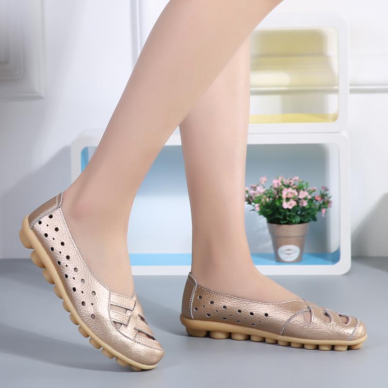 35-44 Ploché Dámské Boty Kožené Protiskluzové mokasíny Boty pro sestry Boty pro maminky Dámské sandály