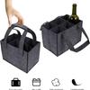 6 Bottles Felt Wine Bottle Holder Bag Grey Protective Wine Storage Bag Washable with Carry Handle Wine Bottle Carrier Wedding