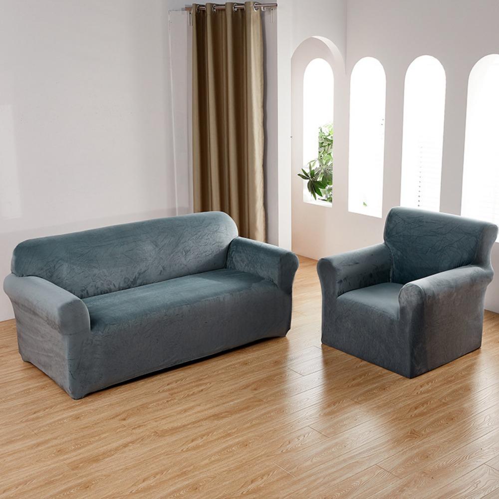 Velvet Sofa Cover Stretch Full Protection Dustproof Elastic Sofa Protector